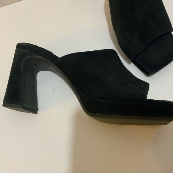 Jeffrey Campbell open toe  Black Suede Block Heels Size 7 - Picture 4 of 9